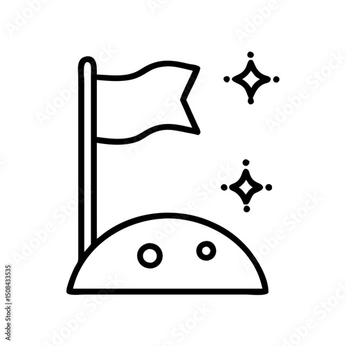 Space flag icon with sparkles representing achievement and celebration  