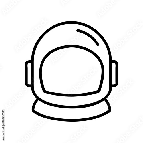 Astronaut helmet icon in minimal style, black outline, transparent background