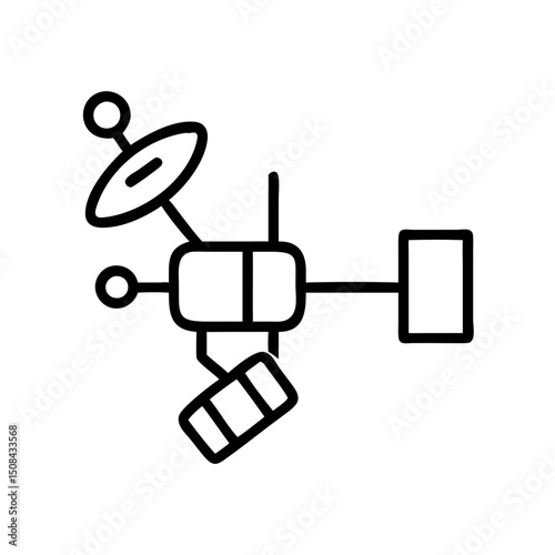 Space probe icon in minimalist style with black outline  