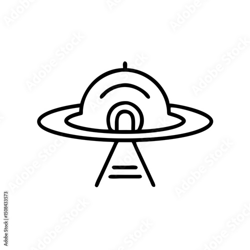 Space portal icon in minimalist style with black outline 