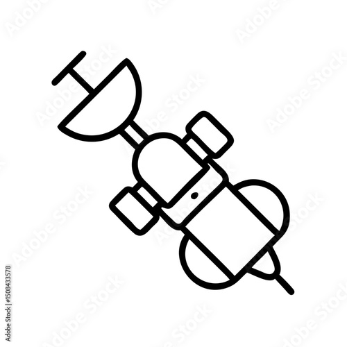 Space lab icon in minimal style with black outline on transparent background  