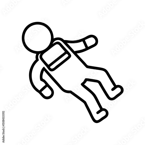 spacewalk icon in minimalist style, black outline, transparent background