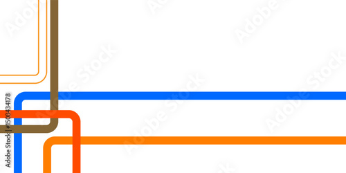 Minimal vector background featuring curved colored lines (brown, blue, orange, red) on a white backdrop. Clean and modern layout perfect for tech, business, or infographic designs.