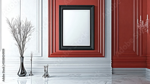 empty room with red door and white wall