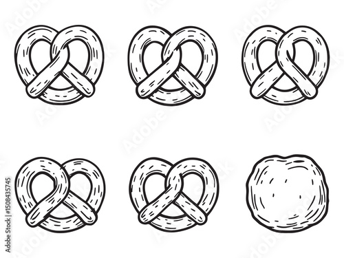 Pretzels vector line art illustration