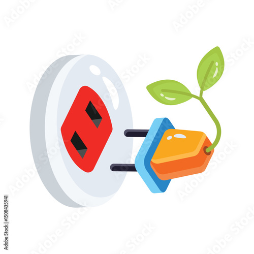 A premium 2d icon illustrating eco plug with socket