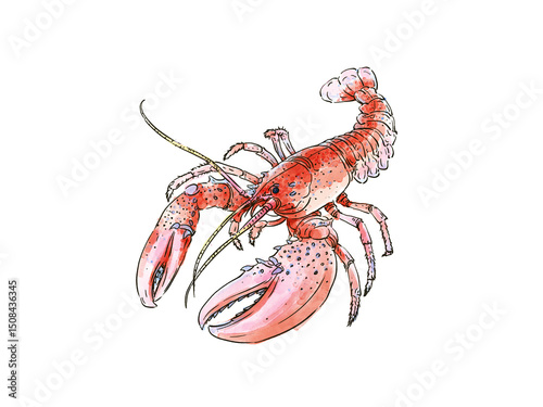 Watercolor creative lobster element