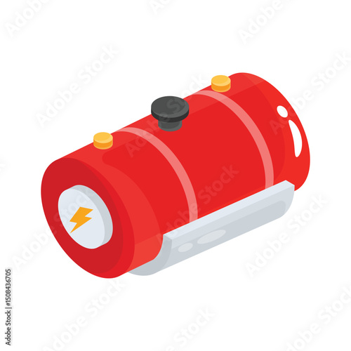 A trendy 2d style icon of power cell