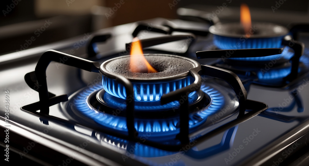 5-Close-Up of Gas Stove Burner with Blue Flames on Metallic Stovetop – High-Resolution Photo 5-Close-Up of Gas Stove Burner with Blue Flames on Metallic Stovetop – High-Resolution Photo