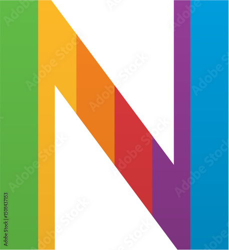 Pride Month Alphabet Letter N Rainbow LGBTQ Icon