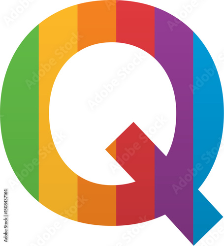 Pride Month Alphabet Letter Q Rainbow LGBTQ Icon