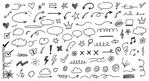 Extensive Hand-Drawn Doodle Element Set