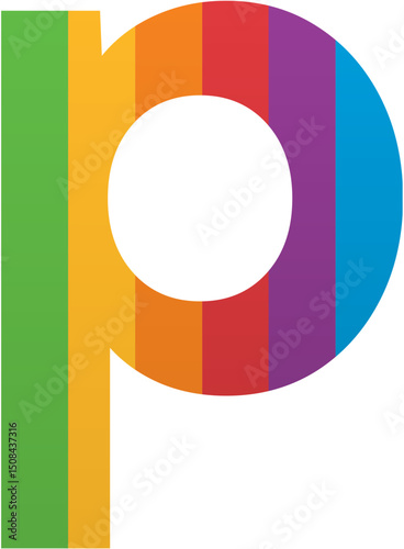 Pride Month Alphabet Letter p Rainbow LGBTQ Icon