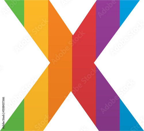 Pride Month Alphabet Letter x Rainbow LGBTQ Icon