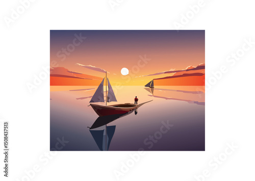 The boat was a scene of perfect harmony, a testament to the quiet majesty of nature when viewed from a distance, unburdened by the immediate concerns of human interaction