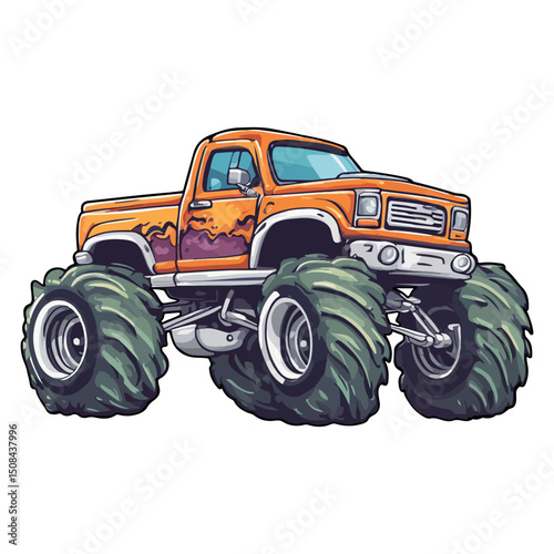 amazing doodle bigfoot truck vector illustration ai generated