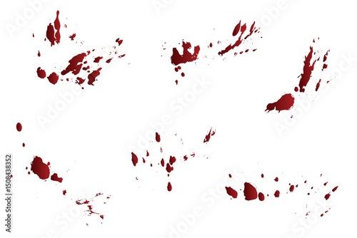 Gradient isolated red blood splatter background set