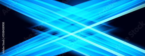Blue Light Trails, Long Time Exposure Motion Blur Effect, Vector Illustration eps 10