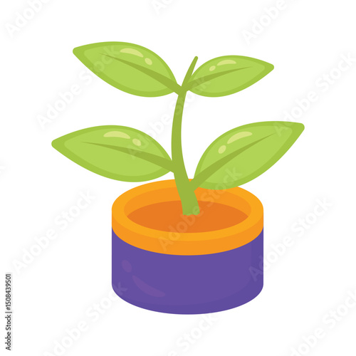 A well designed 2d icon of houseplant growing
