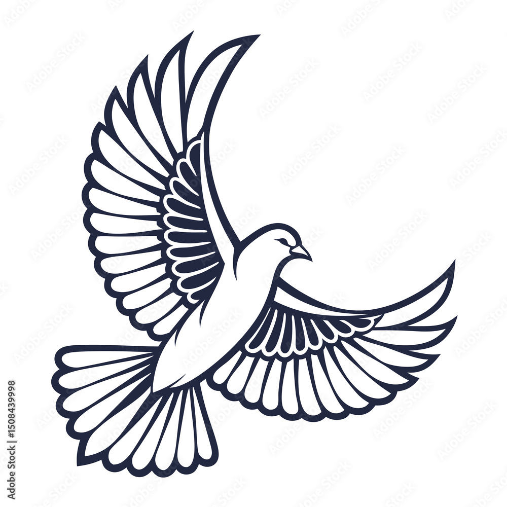 Obraz premium Flying bird icon vector art on white background, bird icon, bird logo, flying bird, vector bird. Adobe Illustrator Artwork