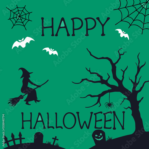 Set of Halloween silhouettes black icon and character. Vector illustration. Isolated on white background.