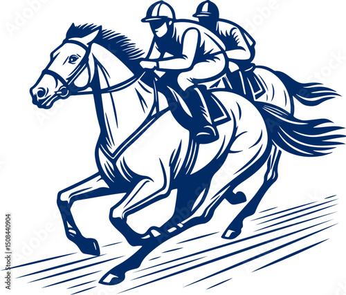 Cowboy riding horse. Horse racing. Horse rider silhouette. knight riding horse