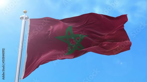 Morocco Realistic Waving Flag Animation Loop
