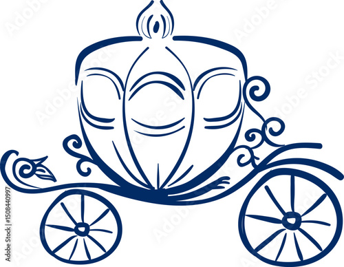 Horse and carriage in vector. Cinderella Carriage. Horse carriage. Wedding carriage icon