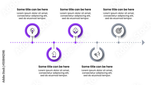 Infographic template. Purple line with 5 steps