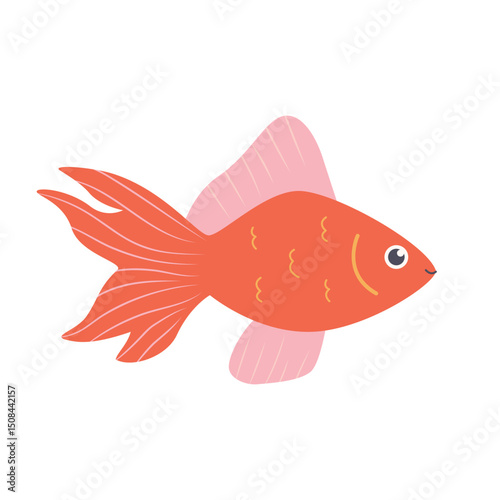 A cartoon vector Gold Fish on isolated white background