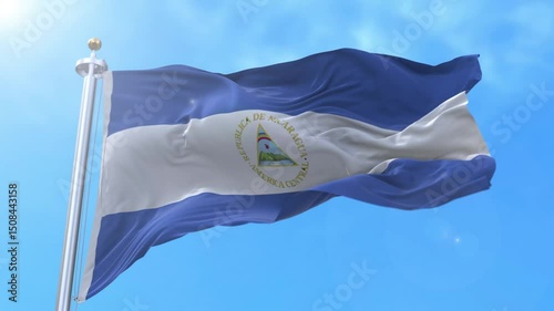Nicaragua Realistic Waving Flag Animation Loop