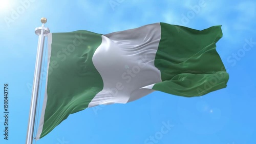 Nigeria Realistic Waving Flag Animation Loop