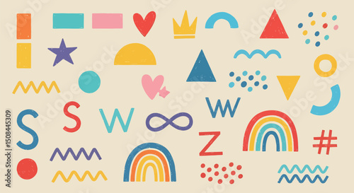 Colorful Kidcore Crayon Abstract Shapes