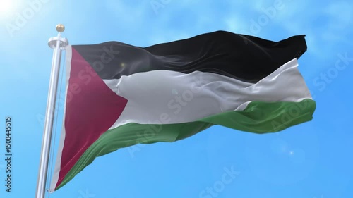 Palestine Realistic Waving Flag Animation Loop