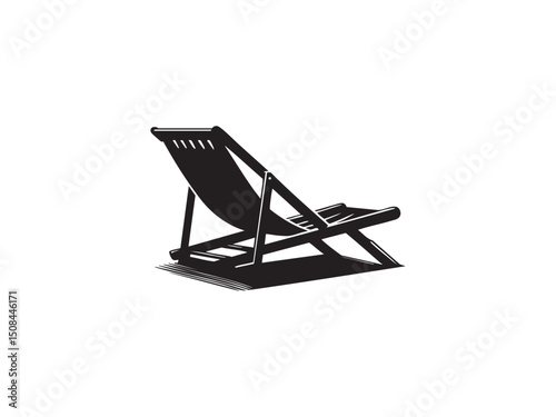 Beach Chair Vector Silhouette - Black Vector Icon for Beach and Resort Themes.