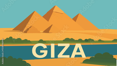 Giza Pyramids Under a Desert Sun.eps