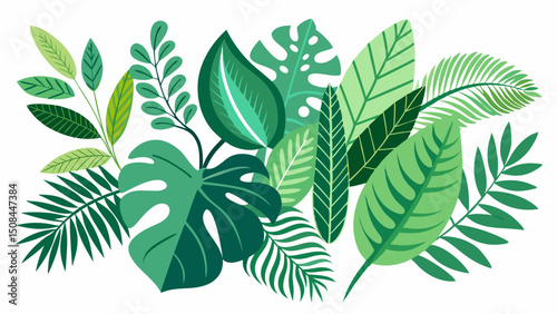 a collection of tropical leaves