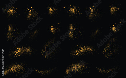 Vector luxury gold glitter and white decoration elements collection. Sparkles light effect gold glitter celebratory background