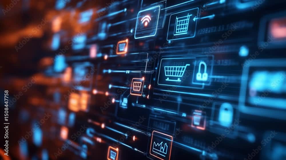 Digital E-commerce Network: Global Online Shopping and Secure Transactions