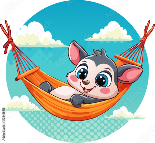 Joyful Animal with Large Ears in a Hammock