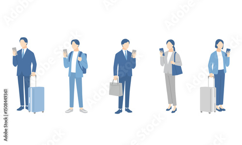 スマホを確認しているビジネスパーソンのセット