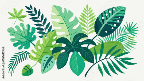 a collection of tropical leaves