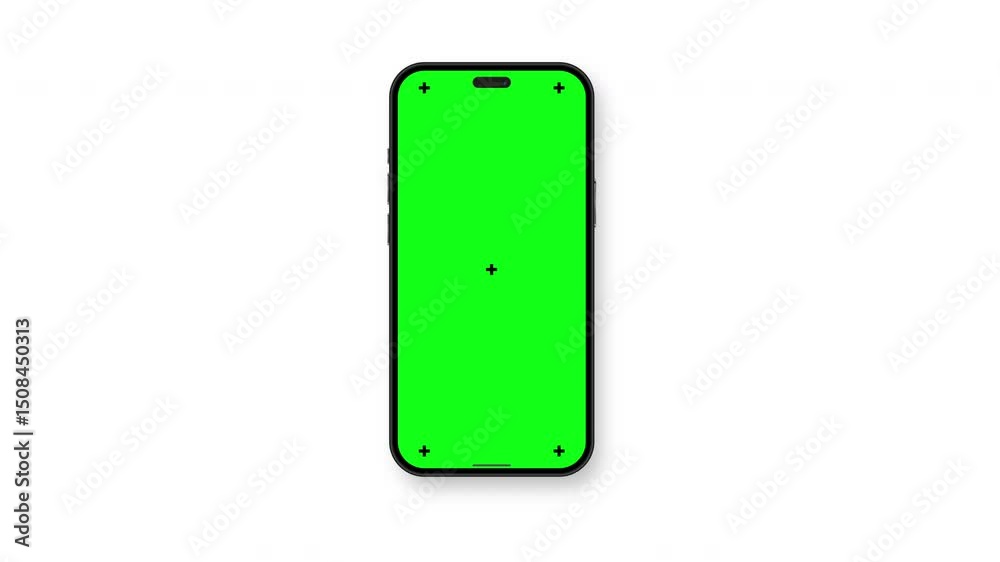Smartphone's Bright Screen: A modern smartphone with a vibrant green screen stands prominently against a simple background, ready for interactive display.