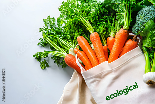 Eco Friendly Grocery Bag Filled with Fresh Vegetables