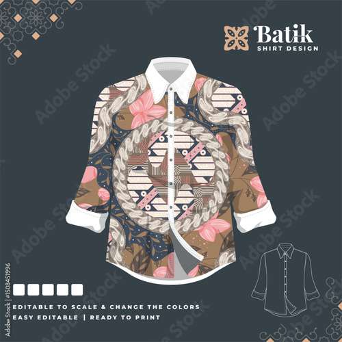 casual batik shirt template design 19