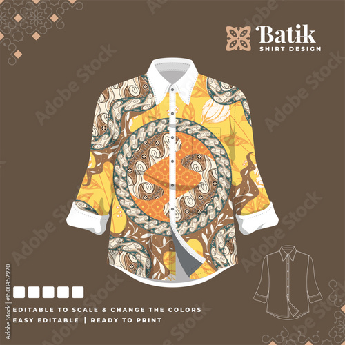 casual batik shirt template design 12