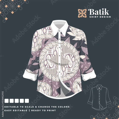 casual batik shirt template design 11