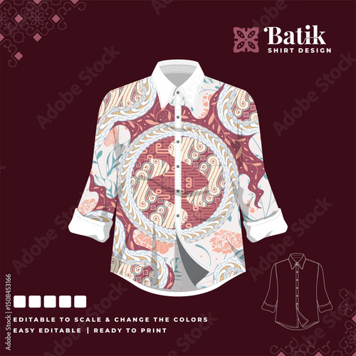 casual batik shirt template design 8