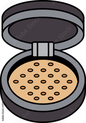 A makeup powder compact with a powder inside