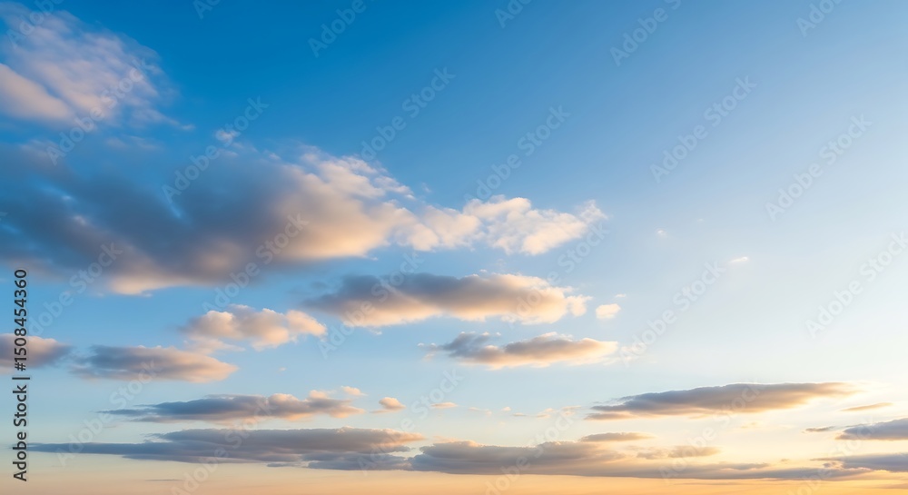 Obraz premium Sunset sky with soft clouds and blue sky background